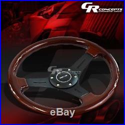 Nrg 330mm Aluminum Matte Black 3 Spokes Classic Wood Brown Grain Steering Wheel