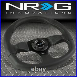 Nrg Reinforced 320mm Aluminum Black Leather Flat Bottom D-shape Steering Wheel