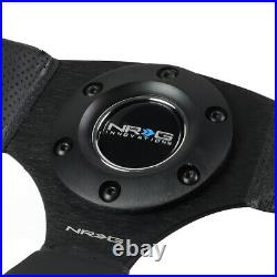 Nrg Reinforced 320mm Aluminum Black Leather Flat Bottom D-shape Steering Wheel