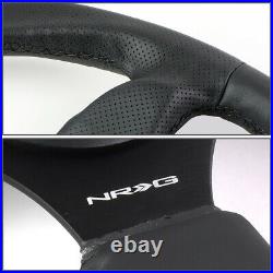 Nrg Reinforced 320mm Aluminum Black Leather Flat Bottom D-shape Steering Wheel