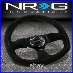 Nrg Reinforced 320mm Aluminum Black Suede Flat Bottom D-shape Steering Wheel