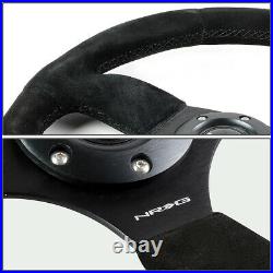 Nrg Reinforced 320mm Aluminum Black Suede Flat Bottom D-shape Steering Wheel