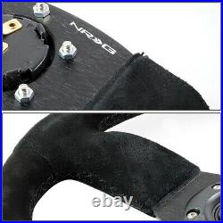 Nrg Reinforced 320mm Aluminum Black Suede Flat Bottom D-shape Steering Wheel
