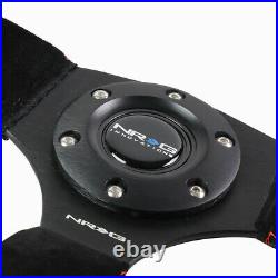 Nrg Reinforced 320mm Black Suede Red Stitch Flat Bottom D-shape Steering Wheel