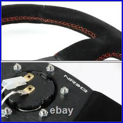 Nrg Reinforced 320mm Black Suede Red Stitch Flat Bottom D-shape Steering Wheel
