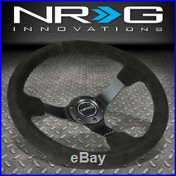 Nrg Reinforced 350mm 3deep Dish Suede Grip Matte Black Spokes Steering Wheel