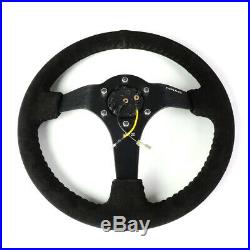 Nrg Reinforced 350mm 3deep Dish Suede Grip Matte Black Spokes Steering Wheel