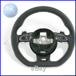 OEM Audi S4 B8 A5 Q3 Q5 Q7 Flat Bottom Steering Wheel w Extended Paddle Shifters