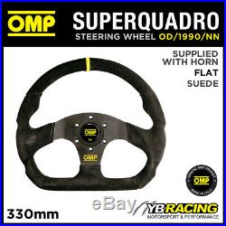 Od/1990/nn Omp Super Quadro Steering Wheel Flat Bottom In Black Suede Leather