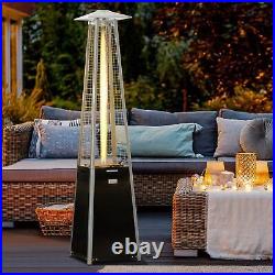Outsunny 11.2KW Patio Gas Heater Pyramid Heater with Regulator Hose & Cover Black