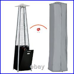 Outsunny 11.2KW Patio Gas Heater Pyramid Heater with Regulator Hose & Cover Black