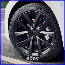 PLAID STYLE 4 X 18 INCH Tesla Model 3 Wheel Covers Hubcaps Matte Black