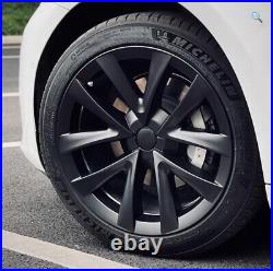 PLAID STYLE 4 X 18 INCH Tesla Model 3 Wheel Covers Hubcaps Matte Black