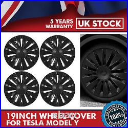 RESTOCKED. For Tesla Model Y 4 x 19 Matte Black Wheel Covers Cover Hub Cap