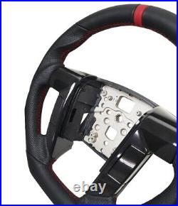 REVESOL Black Sports Flat Steering Wheel Red Strip for 2011-2014 FORD F150 SVT