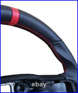 REVESOL Black Sports Flat Steering Wheel Red Strip for 2015-2020 Ford F150
