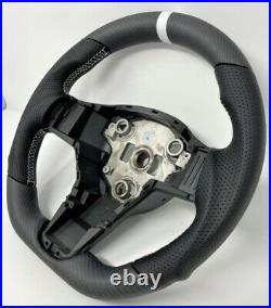 REVESOL Real Carbon Fiber Matte Steering Wheel White Ring for Tesla Model 3 Y