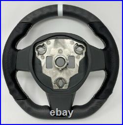 REVESOL Real Carbon Fiber Matte Steering Wheel White Ring for Tesla Model 3 Y