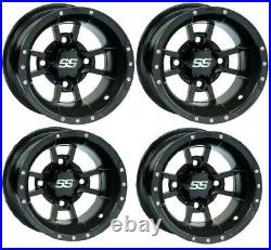 Raptor 660 ITP SS112 Street Wheel Kit 10x8 10x5 Front Rear Matte Black 2001