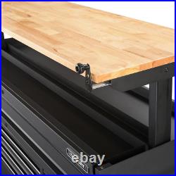 Rolling Garage Storage Tool Chest Work Bench Cabinet Adjustable Wood Top 72 in
