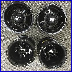 SET OF 4 ITP SS112 Rims MATTE BLACK FOUR WHEELS KAWASAKI KFX400 KFX450R KFX450