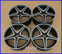 Set Of 4 Genuine Oem Mercedes C Class W205 18 Alloy Wheel Rims Matte Black Cut