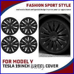 Set of 4 Replacement 19 Inch Wheel Cover Trims for Tesla Model Y Matte Black