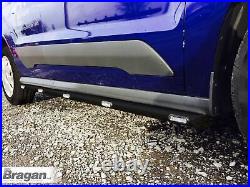 Side Bars + White LED For Mercedes Citan Traveliner MWB LWB 2012+ Steel BLACK