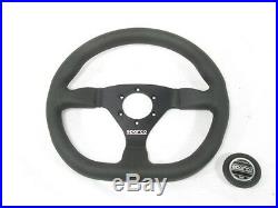 Sparco L360 Steering Wheel 330mm Black Leather Flat Dish with Flat Bottom NEW