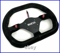 Sparco P310 Steering Wheel 310mm Black Suede Flat Dish with Thumb Horn Buttons