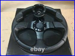 Steering Wheel Kit Carbon Flat BK + Black Hub Polaris RZR 800/900/1000 Can-Am X3