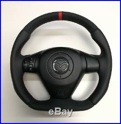 Steering Wheel Mazda RX8 NEW LEATHER AND ALCANTARA! FLAT BOTTOM! SPORT STYLE