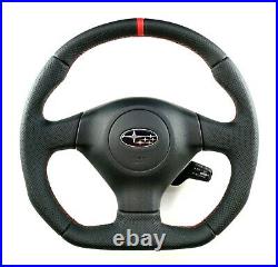 Steering Wheel SUBARU IMPREZA GD WRX STI SPORT STYLE FLAT BOTTOM! FULL LEATHER