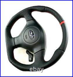 Steering Wheel SUBARU IMPREZA GD WRX STI SPORT STYLE FLAT BOTTOM! FULL LEATHER