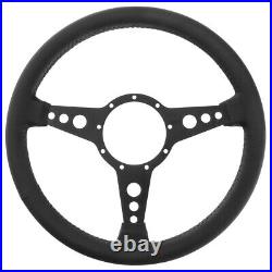 Steering wheel 14 leather rim Black Matt Alloy drilled spokes Tourist Trophy