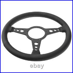 Steering wheel 14 leather rim Black Matt Alloy drilled spokes Tourist Trophy