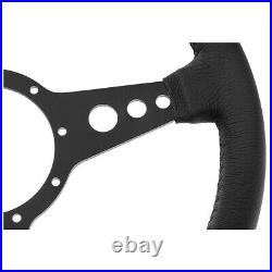 Steering wheel 14 leather rim Black Matt Alloy drilled spokes Tourist Trophy