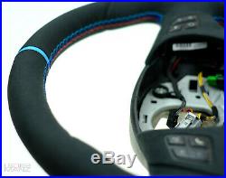 Steering wheel BMW custom flat bottom Performance Alcantara M stitch Individual