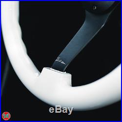 Viilante 3 Deep 6-hole Steering Wheel White Black Spoke Wood Fits Honda CIVIC