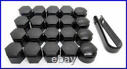 WHEEL NUT COVERS AUDI Q7 2006-2015 19mm BOLT LOCKING CAPS WITH TOOL MATTE BLACK