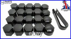 WHEEL NUT COVERS AUDI Q7 2006-2015 19mm BOLT LOCKING CAPS WITH TOOL MATTE BLACK