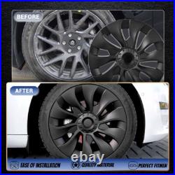 Wheel Cover Hubcaps Rim Cover Matte Black 18For Tesla Model 3 5YJ3 EV 2017-2023
