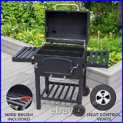 XL BBQ Smoker Charcoal Barbecue Grill Portable Trolley Outdoor Garden & Cover