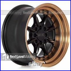 Xxr 002.5 15x8 4x100 4x114.3 +0 Flat Black/bronze Wheels (set Of 4)