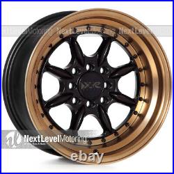 Xxr 002.5 15x8 4x100 4x114.3 +20 Flat Black/bronze Wheels (set Of 4)