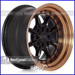 Xxr 002.5 15x8 4x100 4x114.3 +20 Flat Black/bronze Wheels (set Of 4)